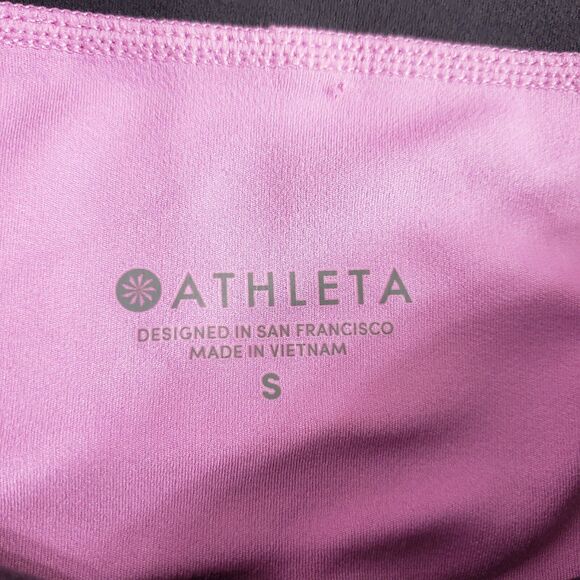 Athleta Womens Leggings Small Yin 7/8 Tight Colorblock Pockets Pink Black Ankle - Picture 9 of 10